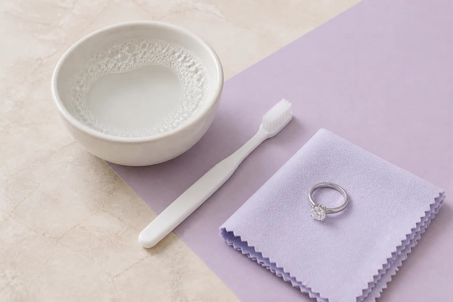The jeweler-safe way to clean an engagement ring at home, what never to touch it with, and when ultrasonic cleaners help — or quietly do damage.